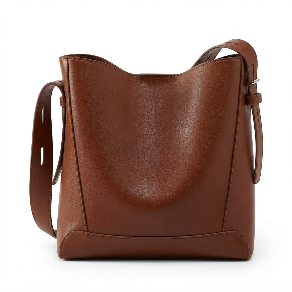 Bolsa Feminina de Ombro em Couro PU Grande Capacidade Impermeável Modelo Belle