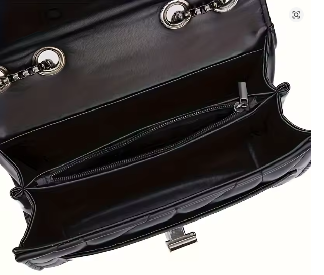 Bolsa Feminina Transversal Matelassê em Couro PU com Corrente Modelo Emilly