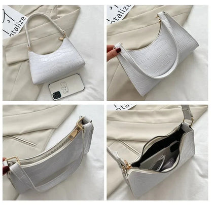 Bolsa Feminina de Ombro Textura Croco Modelo Rouge