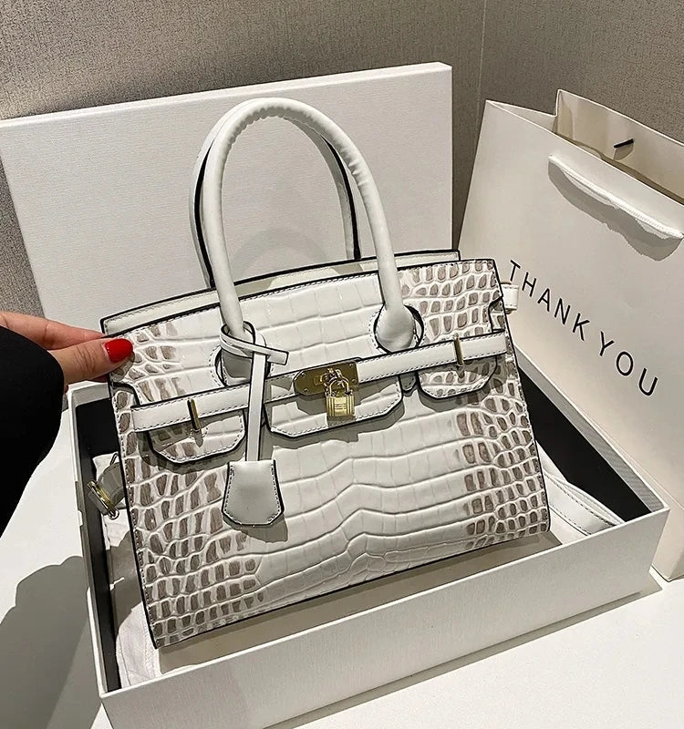 Bolsa Feminina em Couro PU Textura Croco Modelo Blinkin