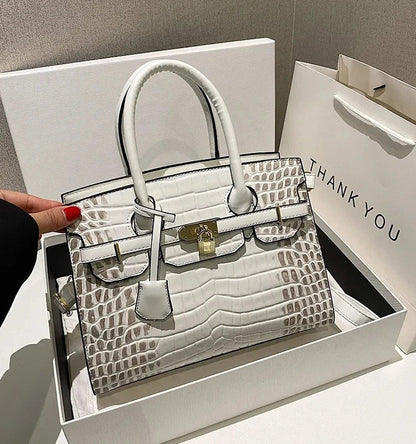 Bolsa Feminina em Couro PU Textura Croco Modelo Blinkin
