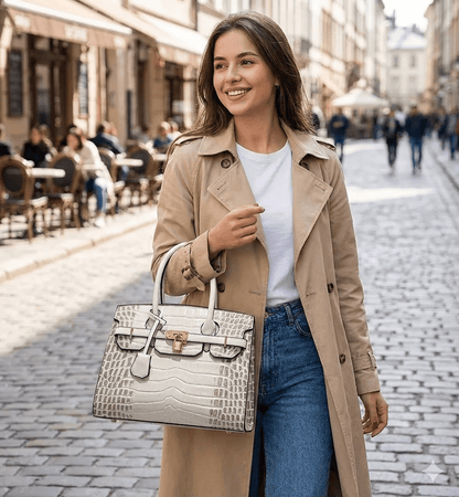 Bolsa Feminina em Couro PU Textura Croco Modelo Blinkin